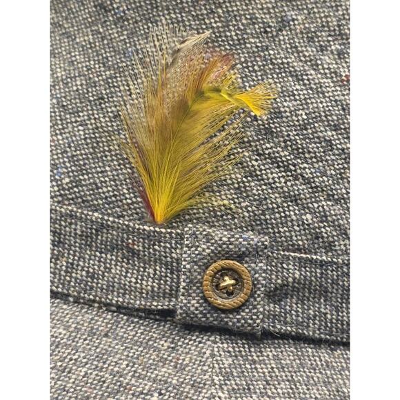 Vintage Richman Brothers Mens Size Large Gray Tweed Fedora Hat W/ Feather - Picture 3 of 9